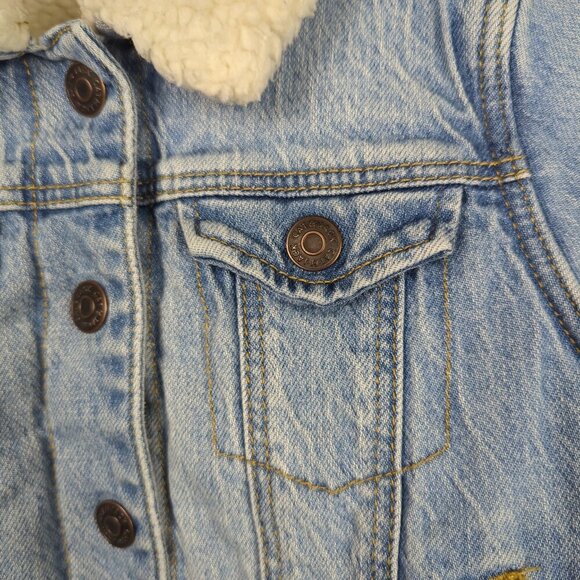 Cat & Jack Cropped Jean Jacket with Faux Fur Lining - Picture 4 of 6